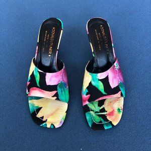 Donald J Pliner Floral Sling back heeled open tow sandal